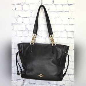 Authentic Coach Black Leather Elle Chain Tote Bag